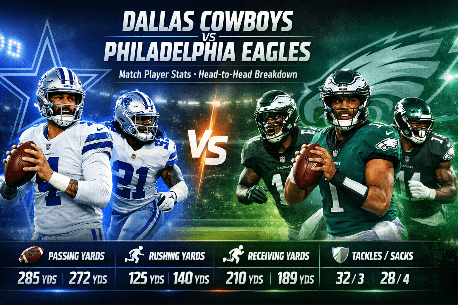 Dallas Cowboys vs Philadelphia Eagles Match Player Stats