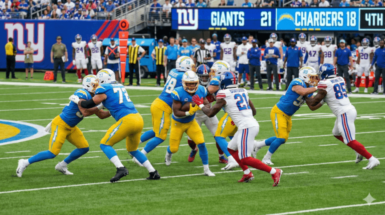 Los Angeles Chargers vs New York Giants Match Player Stats