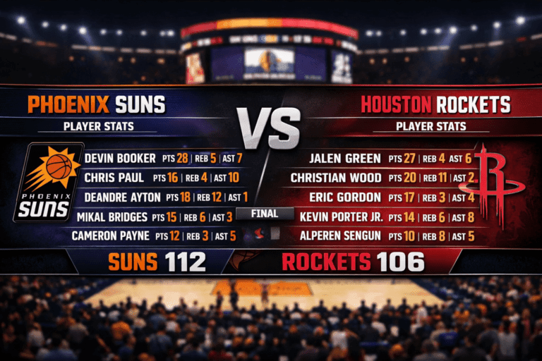 Phoenix Suns vs Houston Rockets Match Player Stats