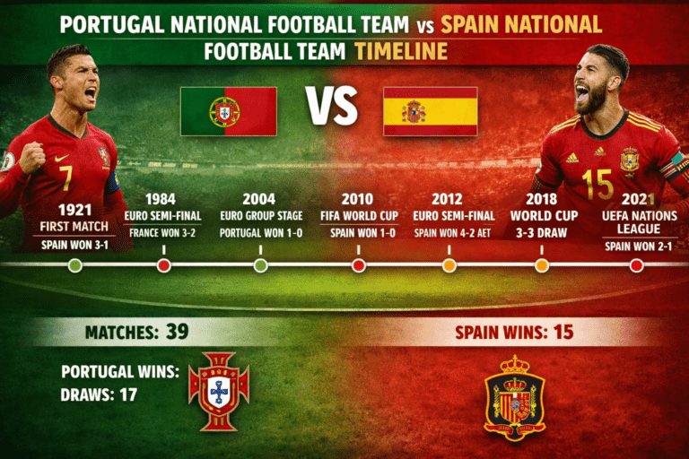 Portugal National Football Team vs Spain National Football Team Timeline