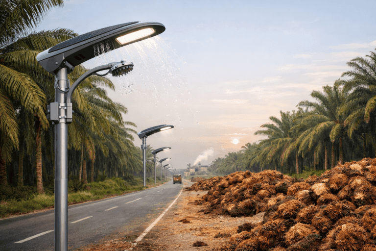 Self Cleaning Streetlight Oil Palm Waste