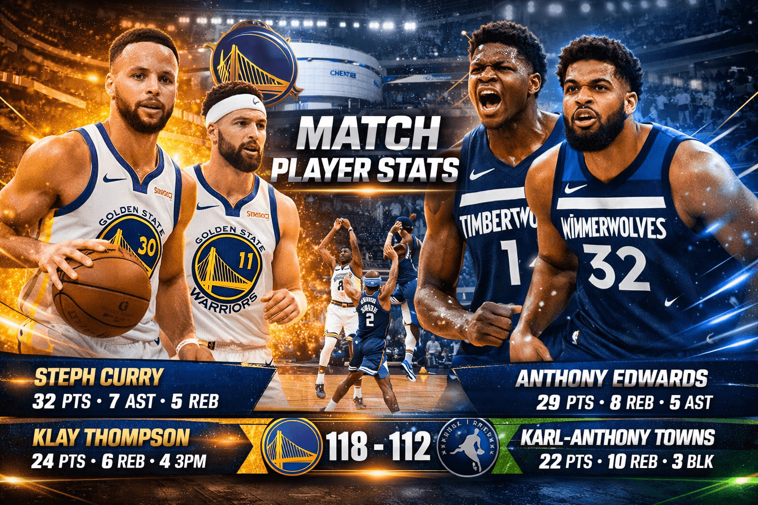 Warriors vs Timberwolves Match Player Stats