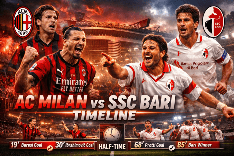 Latest AC Milan vs SSC Bari Timeline